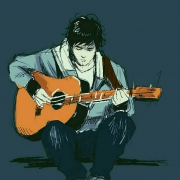 弹吉他孤独手绘男头图片