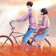 骑单车动漫情侣头像图片