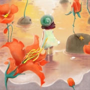 唯美卡通小女孩背影头像图片