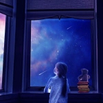 女孩仰望星空背影头像图片