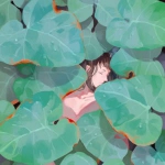 荷叶中女生头像图片