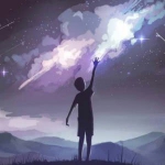 小男孩触摸星空头像图片