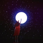 触摸月亮星空女生背影头像图片