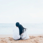 清新看海情侣背影头像图片