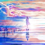 穿风衣动漫女子背影头像图片