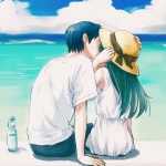 海边接吻情侣背影头像图片