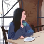 漫画伤感喝咖啡女头图片