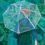 动漫雨中打伞男生背影头像图片