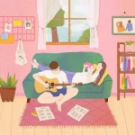 轻松治愈系宅家情侣头像图片