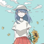 清新拿向日葵漫画女头图片