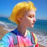 海边黄色头发欧美女头图片