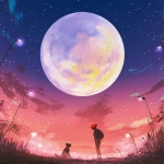 一人一狗唯美星空风景头像图片