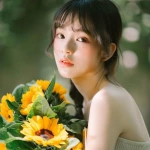 清新文艺捧向日葵女头图片