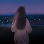 女生背影意境长发女漫画头像图片