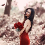 欧美红色系玫瑰女头图片