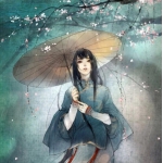 动漫打伞伤感古风女头图片