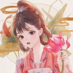 动漫拿莲花古风女子头像图片