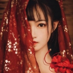唯美红色古风女生头像图片
