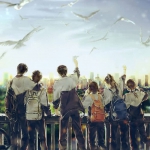 青春不散场一群学生背包背影头像图片