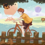 男生骑自行车漫画头像图片