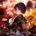 日系安静思念女生背影头像图片