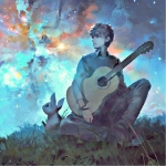 梦幻唯美吉他漫画男生头像图片