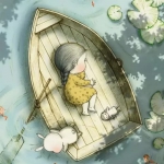 治愈系湖面船上安静入睡头像图片