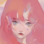 彩铅手绘少女个性头像图片