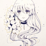 手绘可爱的女头图片