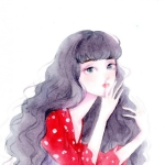 简约好看的女头手绘彩色图片