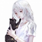 动漫高清抱猫的高冷女头图片