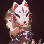 唯美戴狐狸面具的动漫少女高清头像图片