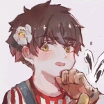 漫画情头可爱一男一女头上戴花图片