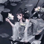 动漫划船摘莲花情头一男一女图片