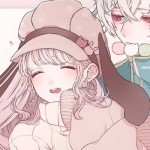 微信高清甜甜的一左一右动漫情头图片